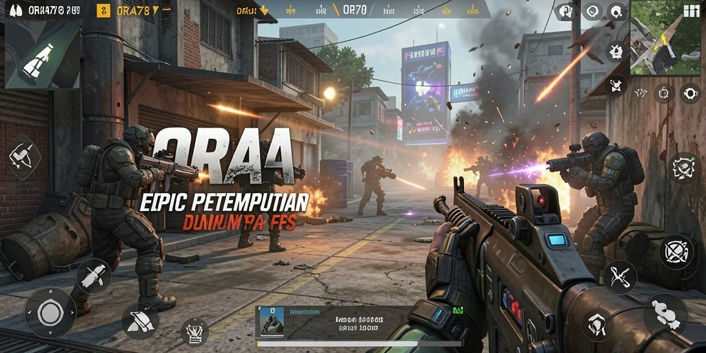 Screenshot gameplay ORA78 menampilkan pertempuran seru di peta dinamis.