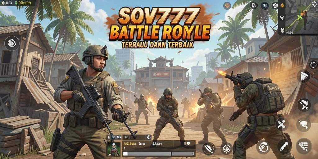 Gameplay SOV777 dengan pertempuran seru di arena Battle Royale.