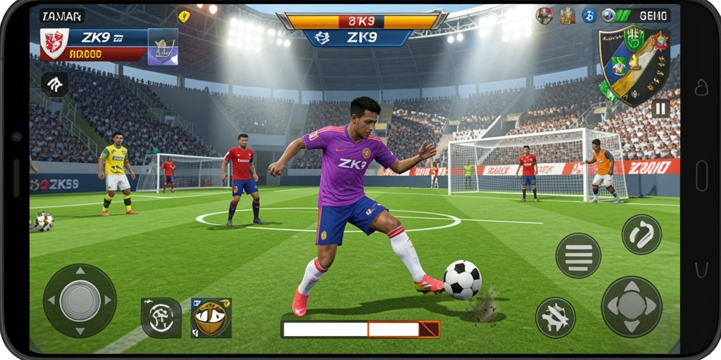 Tampilan gameplay ZK9 yang menarik dan penuh aksi olahraga.